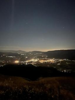 真夜中の阿蘇大観峰からの景色 阿蘇,大観峰,熊本の写真素材