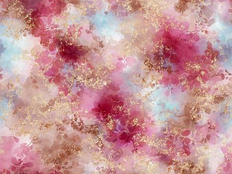 キラキラ輝く水彩風の花柄の写真