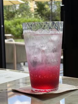 赤紫蘇のソーダ 赤紫蘇のソーダ ソーダ,炭酸飲料,赤紫蘇の写真素材