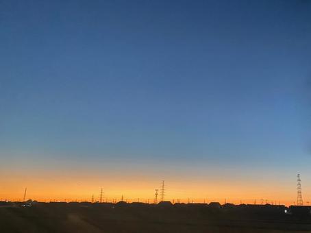 黄昏時の空1 黄昏時の空1 夕焼け,夕暮れ,空の写真素材