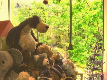窓際のぬいぐるみ/ 窓際のぬいぐるみ/の写真