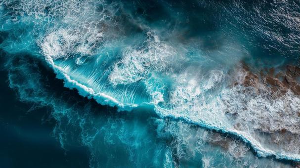 上空から見た海 上空から見た海の写真