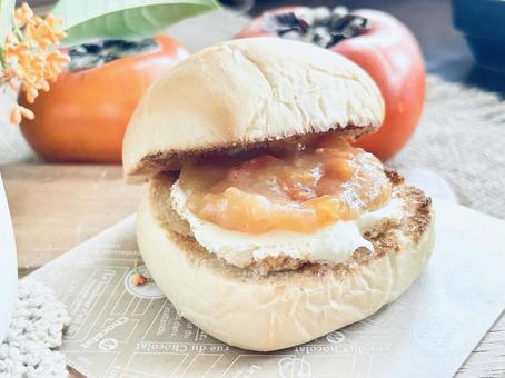 柿ジャム 柿,ジャム,コーヒーの写真素材