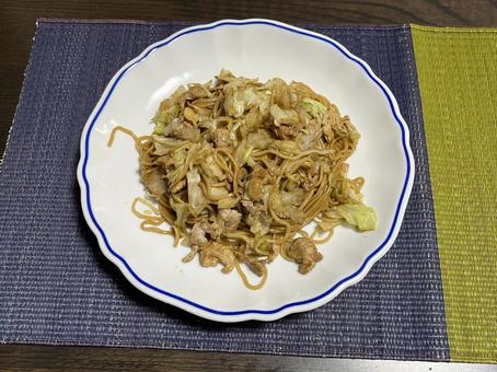 焼きそば 焼きそば,皿,陶器の写真素材