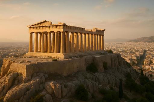 黄金光のパルテノンの写真