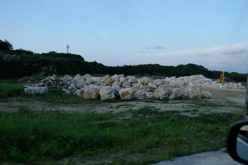 採石場 沖縄,石,岩の写真素材