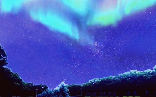 揺らめく夜空の写真