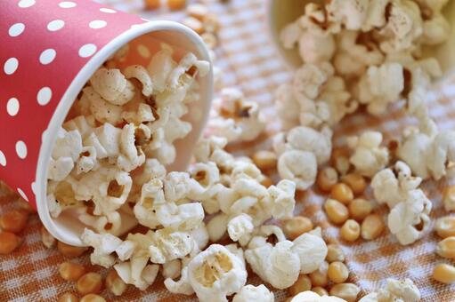 ポップコーン ポップコーン,布,チェックの写真素材