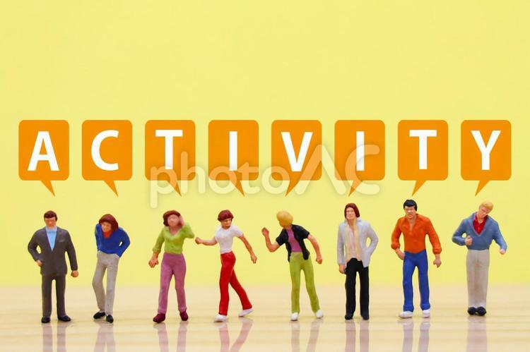 アクティビティの文字とミニチュア アクティビティ,activity,活動の写真素材