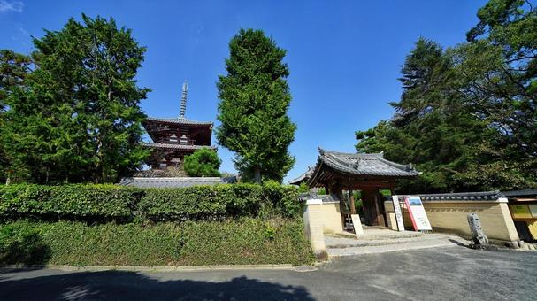 法起寺前 法起寺前 法起寺,三重塔,世界遺産の写真素材