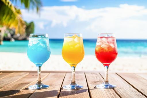 真夏のビーチとトロピカルドリンク_01 真夏のビーチとトロピカルドリンク_01の写真