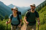 山の景色をふたりじめ！絶景ハイキング日和 登山,ハイキング,夏の写真素材
