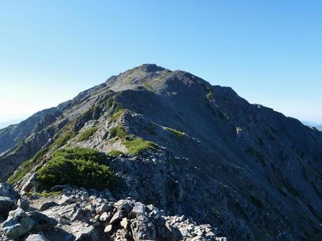 朝の間ノ岳 朝の間ノ岳 白根三山,朝,晴天の写真素材
