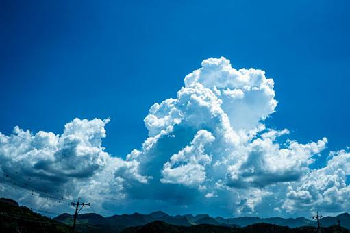 夏の青空と入道雲と森林 青空,森林,入道雲の写真素材