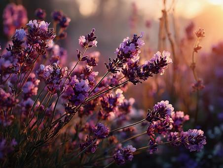 夕暮れのラベンダー:自然の美 夕暮れのラベンダー:自然の美の写真