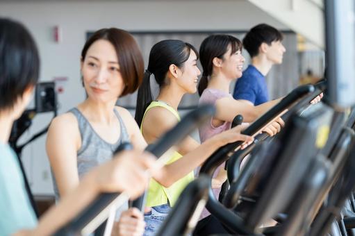 ジムでトレーニングする人々 ジム,女性,トレーニングの写真素材