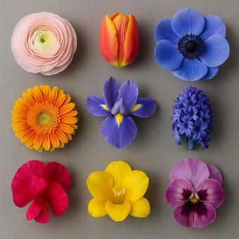 花 3×3グリッド配置 花 3×3グリッド配置の写真