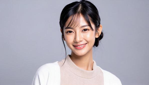 カットモデル笑顔の女性 カットモデル笑顔の女性の写真