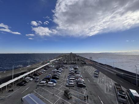 海と駐車場 海と駐車場の写真