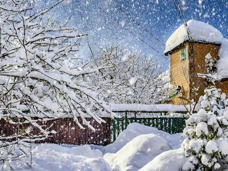 雪が積もる街並み 雪が積もる街並みの写真