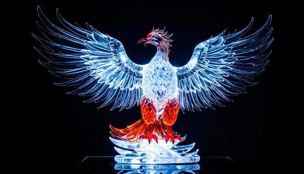 朱雀の氷像 ― 翼を広げた神秘の守護鳥 朱雀の氷像 ― 翼を広げた神秘の守護鳥の写真