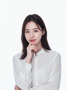 ブラウス姿のビジネス女性のポートレート ブラウス姿のビジネス女性のポートレートの写真