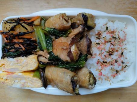 Pork belly and eggplant meat wrapped bento!, JPG