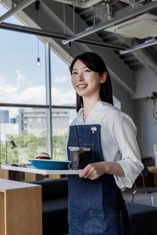 Photo, female, cafe, clerk, 