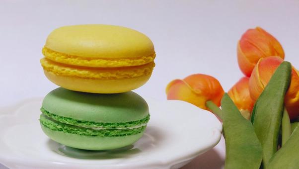 Macaroons and tulips stacked vertically, JPG Macaroons and tulips stacked vertically, JPG