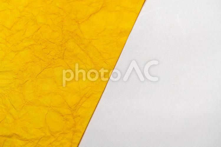 黄色と白のツートンカラーの和紙 和紙,黄色,紙の写真素材