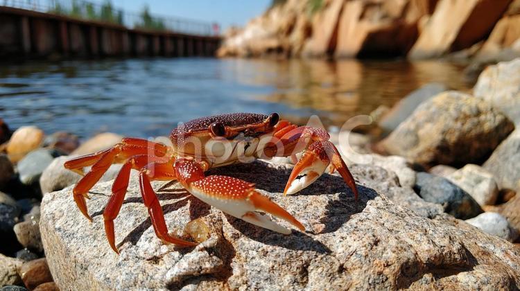 自然の中で見つけた美しいカニ カニ,蟹,爪の写真素材