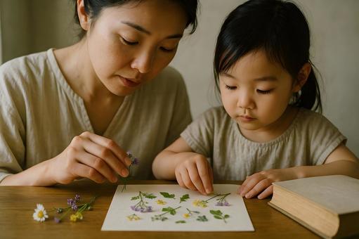 親子の押し花アート 親子の押し花アートの写真