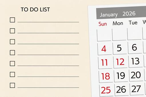 2026年1月のTO DO LIST 2026,january,1月の写真素材