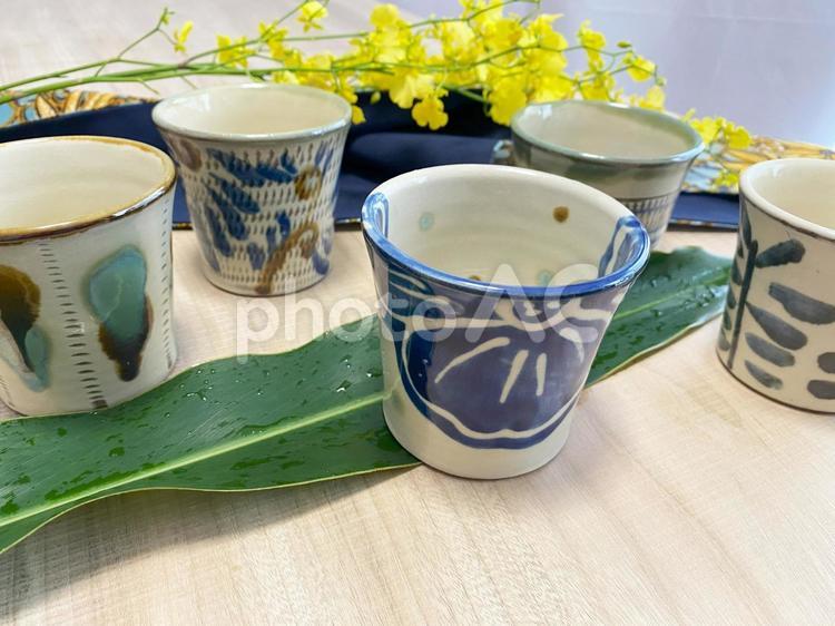 沖縄食器_やちむん_テーブルウェア やちむん,器,沖縄の写真素材