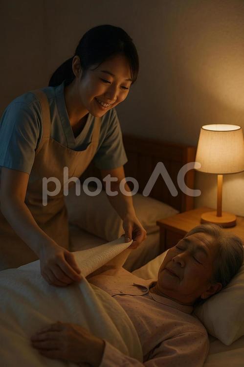 介護施設での夜勤 介護,夜勤,看護の写真素材