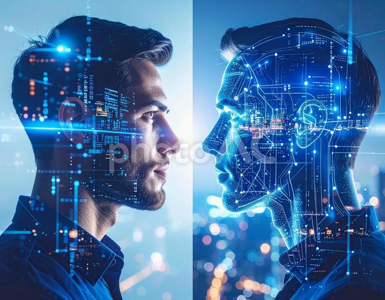 AIとの交流 ai,人工知能,コミュニケーションの写真素材