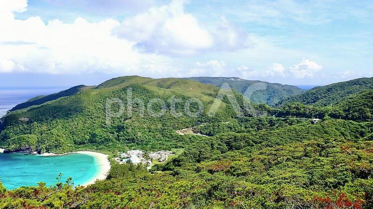 慶良間諸島渡嘉敷島の照山展望台からの風景 照山,渡嘉敷,海の写真素材