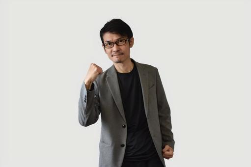 ガッツポーズの男性 ガッツポーズ,男性,ビジネスマンの写真素材