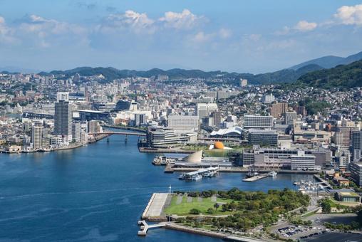 鍋冠山展望台から長崎市街 鍋冠山展望台から長崎市街 鍋冠山展望台,鍋冠山,展望台の写真素材