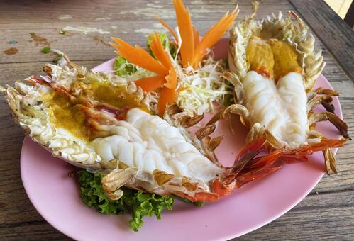 クンパオ クンパオ,焼きエビ,アユタヤの写真素材