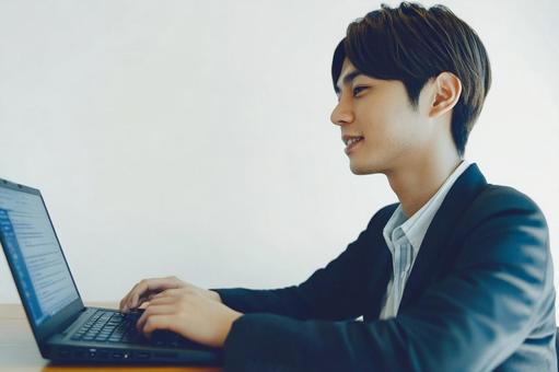 Man working on a laptop computer Telework, male, telework, work, JPG