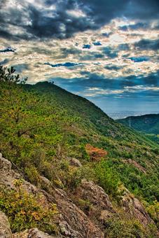 高御位山 播磨平野,山岳,平野の写真素材