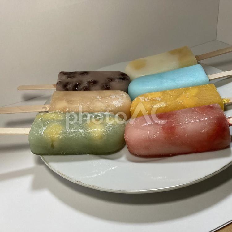 棒アイス〜カラフルな溶けないアイス カラフル,インスタ映え,小豆の写真素材