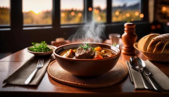 熱々のビーフシチュー ビーフシチュー,シチュー,煮込み料理の写真素材