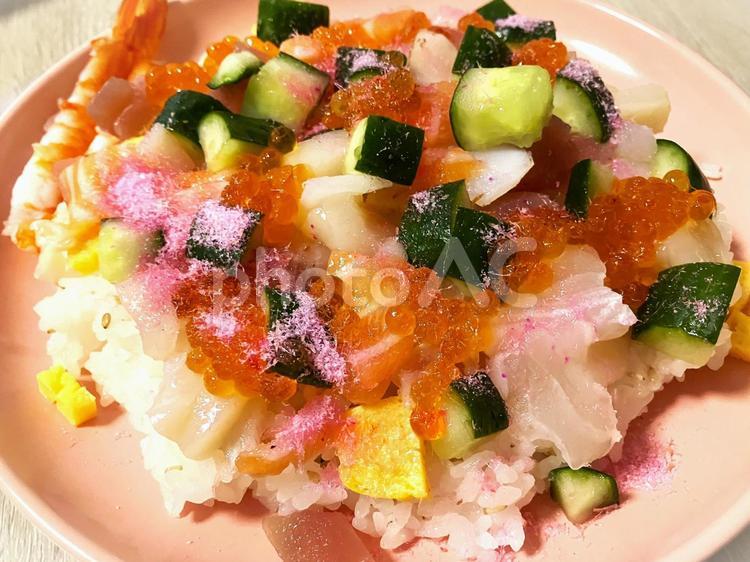 手作りばらちらし ばらちらし,ばらちらし寿司,チラシ寿司の写真素材