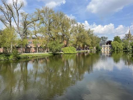 ミンネワーテル公園 ブルージュ,公園,湖の写真素材