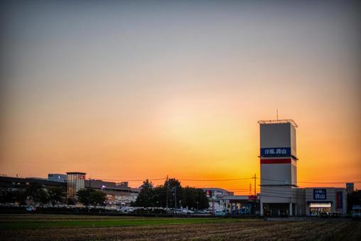 Photo, sunset, toyama prefecture, takaoka city, 