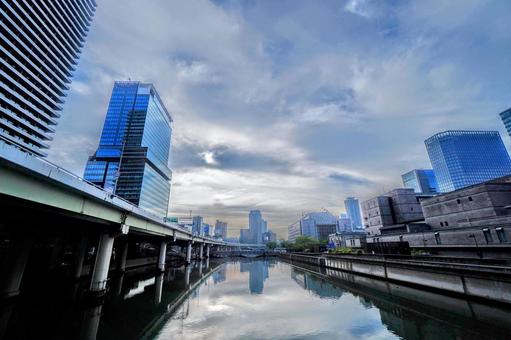 大阪・堂島川と周囲のビル群 大阪・堂島川と周囲のビル群 大阪,中之島,堂島の写真素材