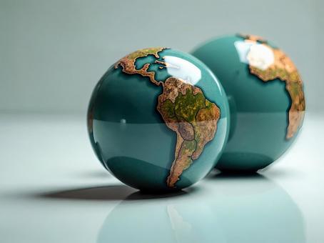 地球のデザインのビー玉 地球のデザインのビー玉の写真