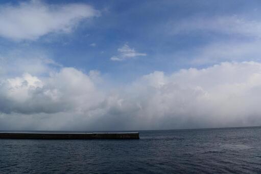 海と空11 海と空11 防波堤,水平線,青空の写真素材